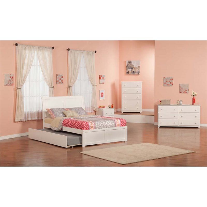 Leo & Lacey Urban Full Trundle Platform Bed in White