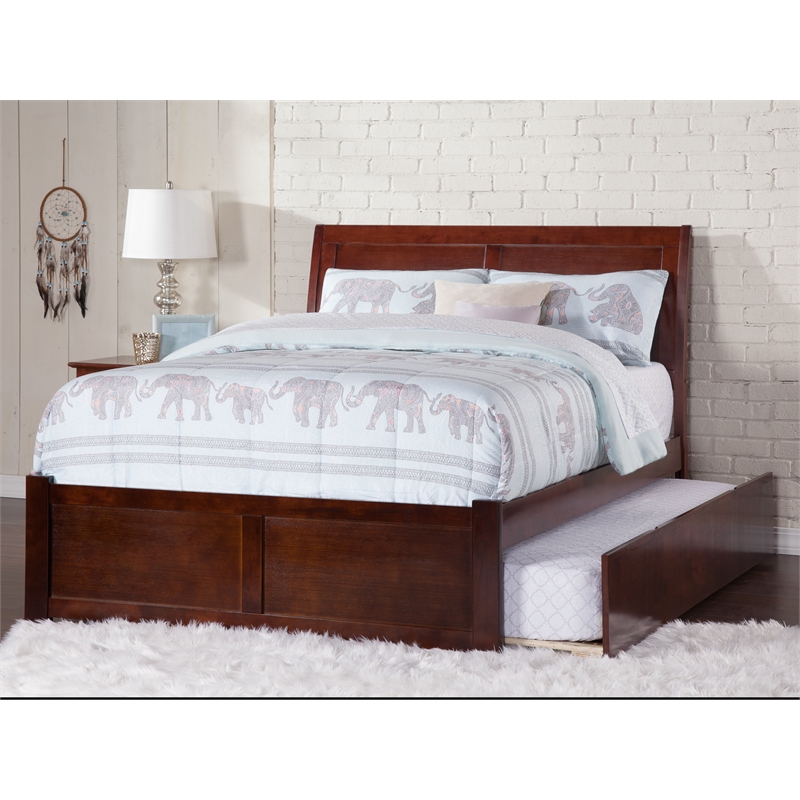Leo & Lacey Urban Full Trundle Platform Bed in Walnut