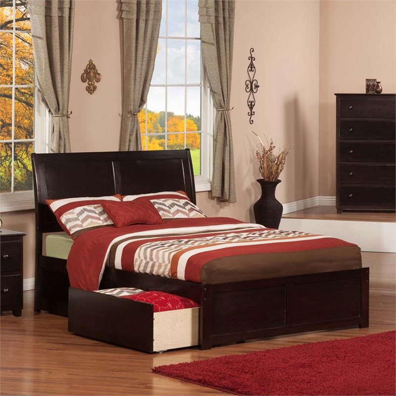 Leo & Lacey Full Storage Platform Bed in Espresso