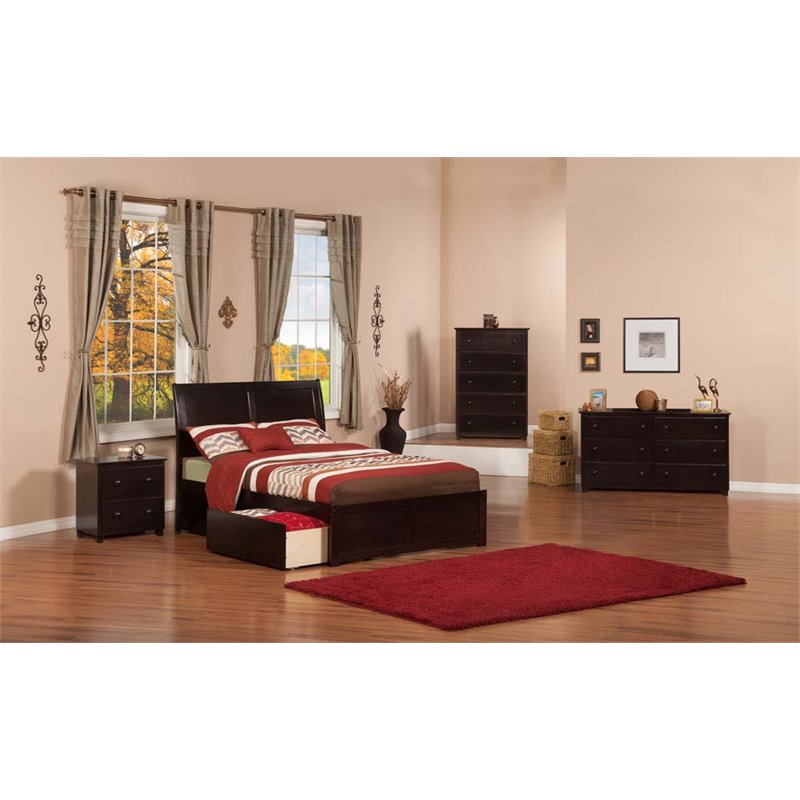 Leo & Lacey Full Storage Platform Bed in Espresso