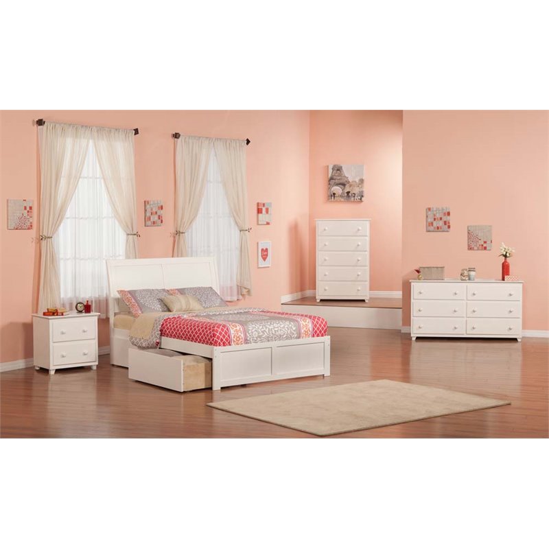 Leo & Lacey Urban Full Storage Platform Bed in White