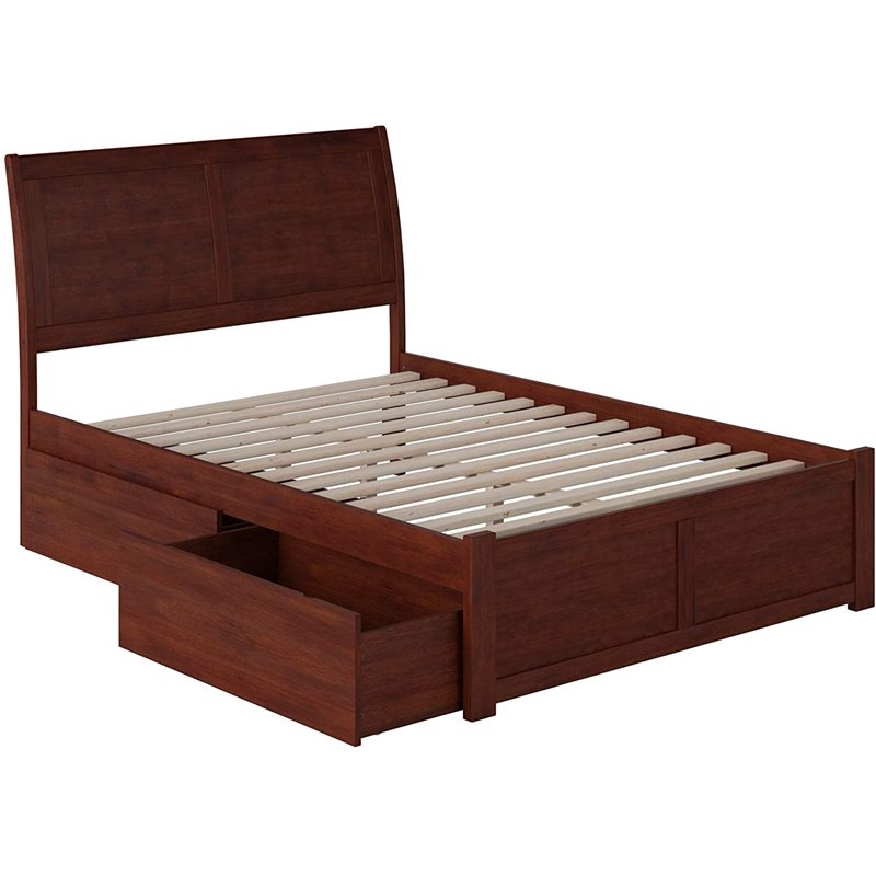 Leo & Lacey Urban Full Storage Platform Bed in Walnut