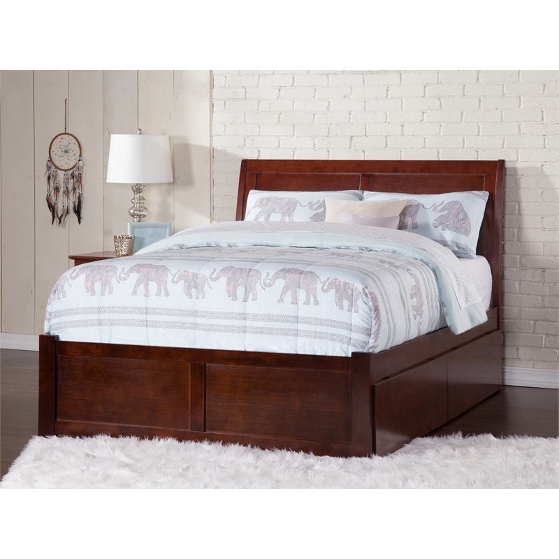 Leo & Lacey Urban Full Storage Platform Bed in Walnut