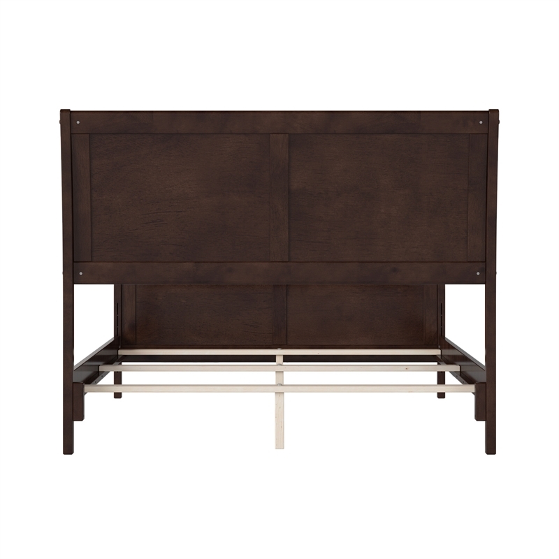 Leo & Lacey Full Wood Foundation Bed Frame with Matching Footboard Espresso