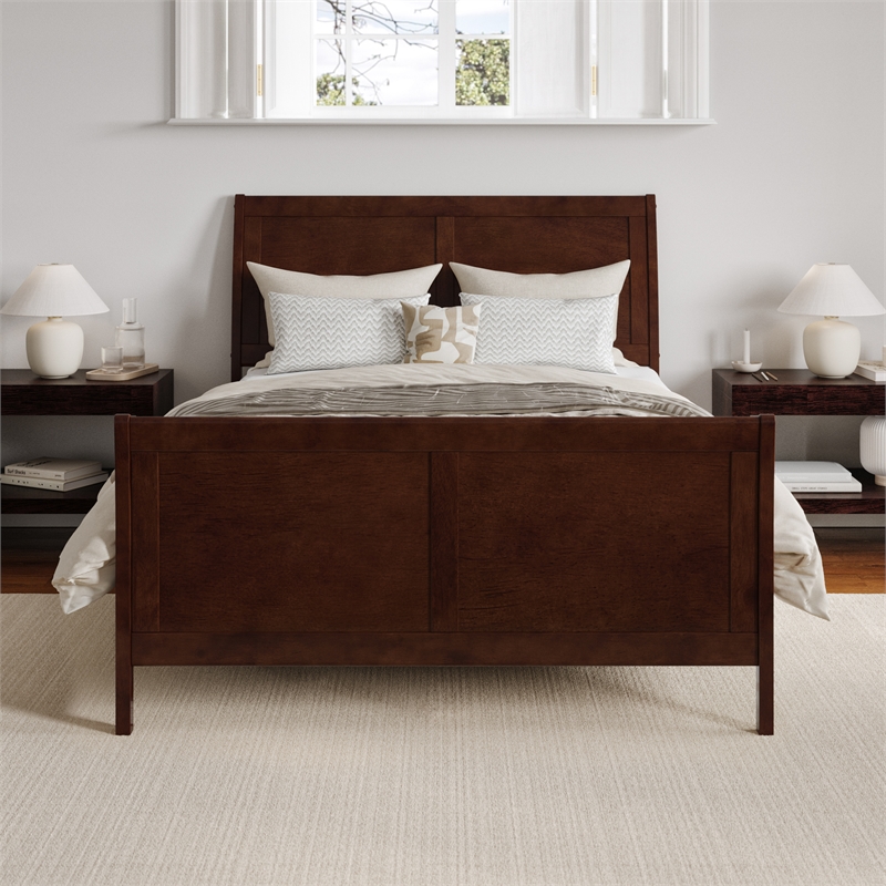 Leo & Lacey AFI Portland Full Wood Foundation Bed Frame in Walnut