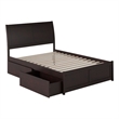 Leo & Lacey Full Storage Wood Platform Bed with Footboard in Espresso