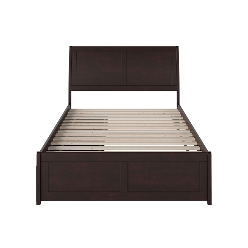 Leo & Lacey Full Storage Wood Platform Bed with Footboard in Espresso