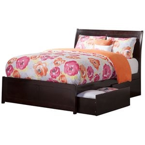 Leo & Lacey Full Storage Wood Platform Bed with Footboard in Espresso