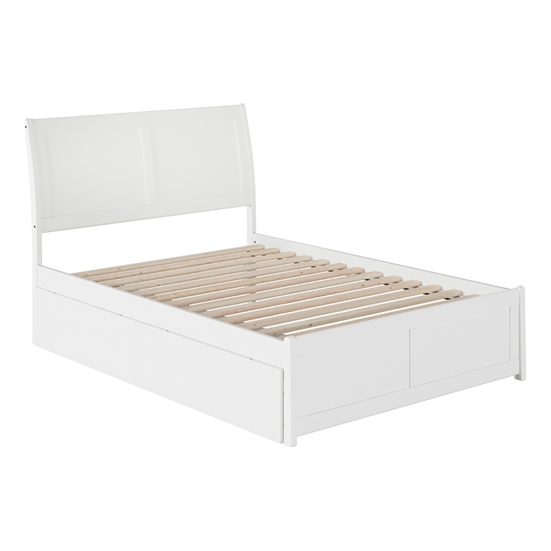 Leo & Lacey Portland Full Storage Wood Platform Bed  in White