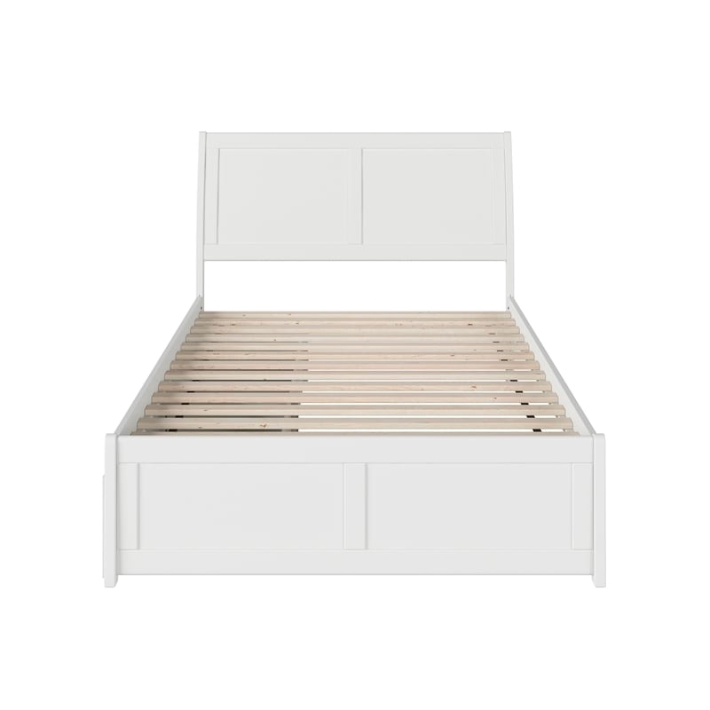 Leo & Lacey Portland Full Storage Wood Platform Bed  in White