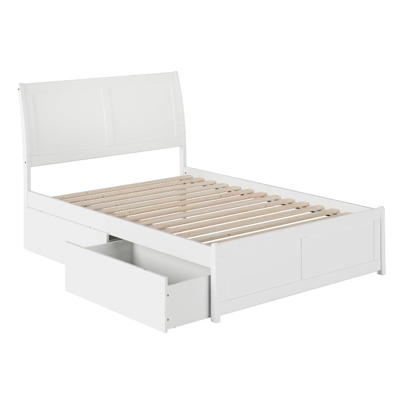 Leo & Lacey Portland Full Storage Wood Platform Bed  in White