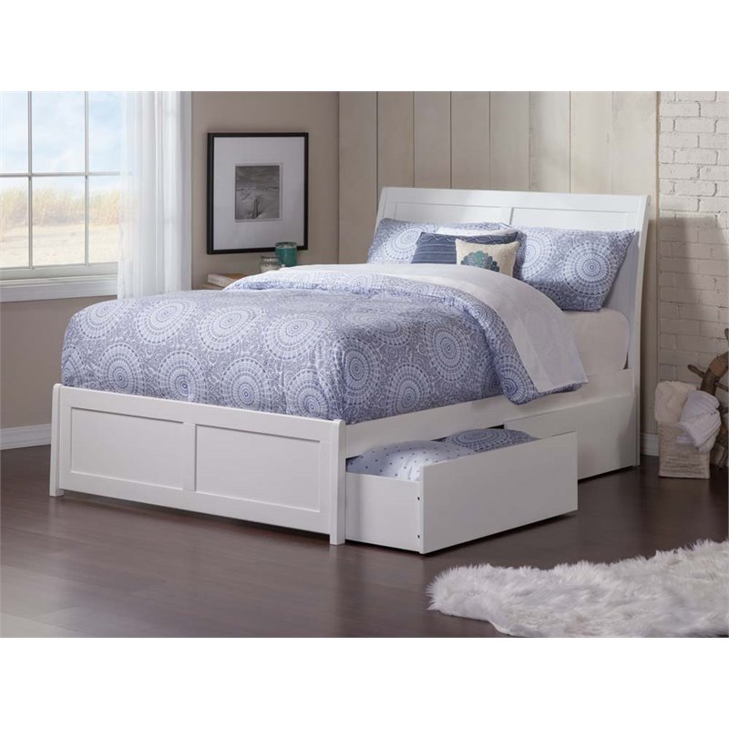 Leo Lacey Urban Full Storage Platform Bed In White Ll 1653369