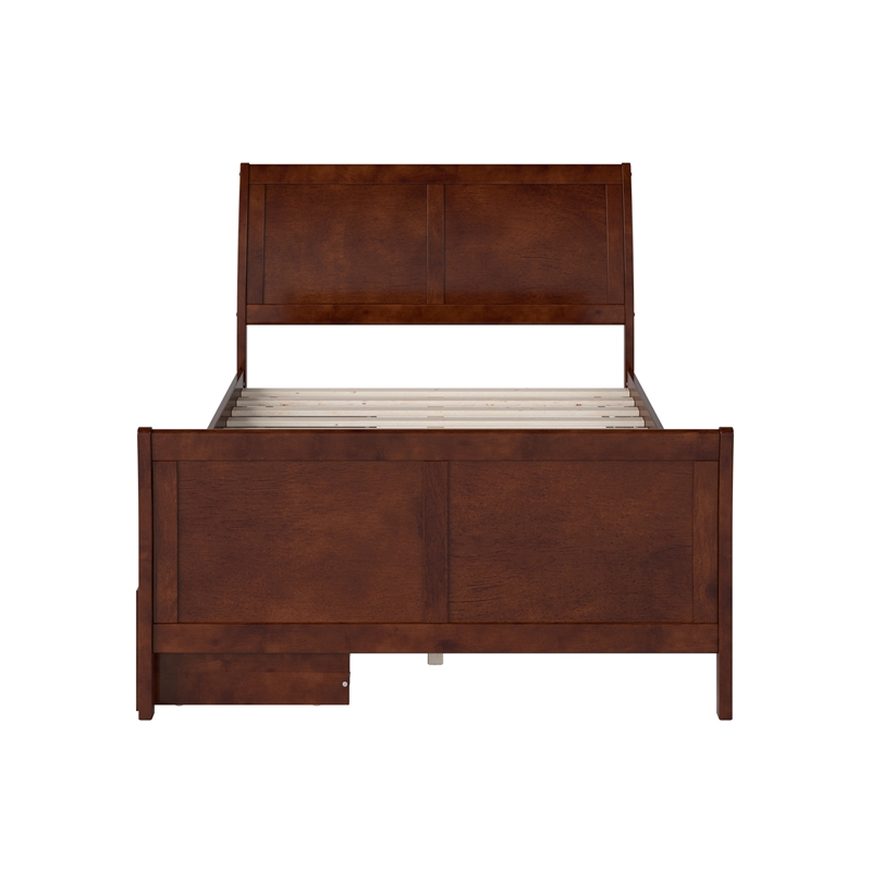 Leo & Lacey Portland Full Storage Wood Platform Bed  in Walnut