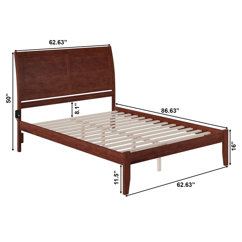 Leo & Lacey Farmhouse Solid Wood Queen Platform Bed in Walnut