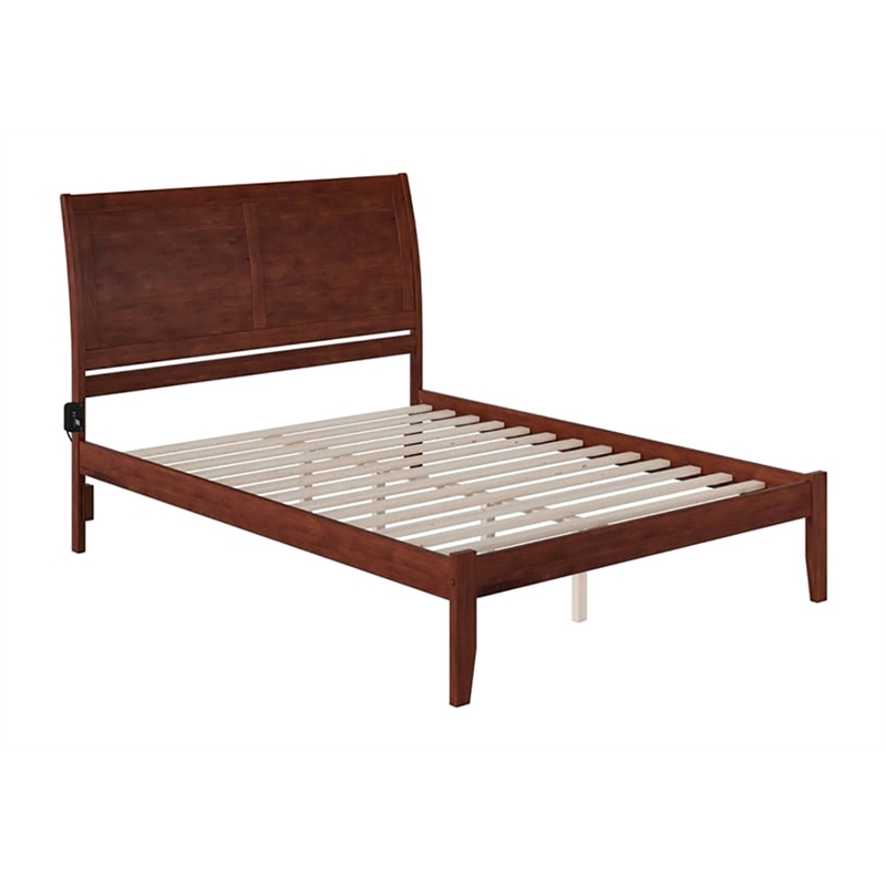 Leo & Lacey Farmhouse Solid Wood Queen Platform Bed in Walnut