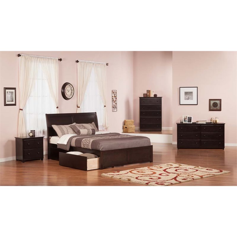 Leo & Lacey Queen Storage Platform Bed in Espresso