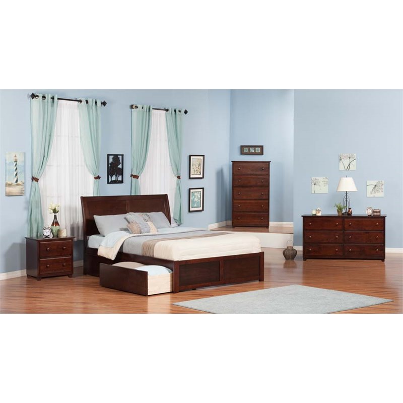 Leo & Lacey Urban King Storage Platform Bed in Walnut