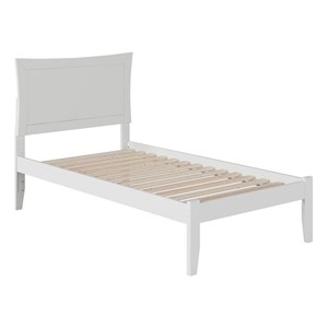 Leo & Lacey Solid Wood Twin XL Platform Bed with USB Charging Station in White