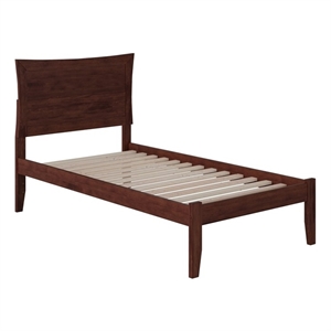 Leo & Lacey Solid Wood Twin XL Platform Bed with Charging USB in Walnut