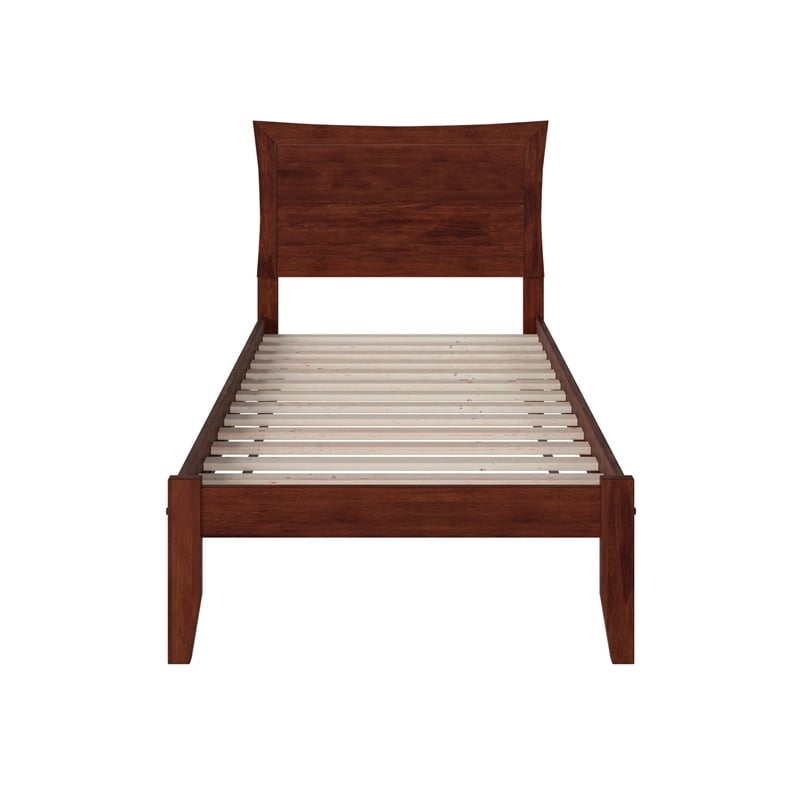 Leo & Lacey Solid Wood Twin XL Platform Bed with Charging USB in Walnut