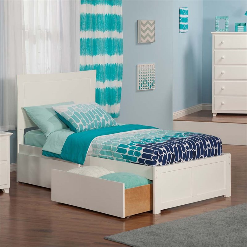 Leo & Lacey Urban Twin XL Storage Platform Bed in White
