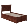 Leo & Lacey Transitional Solid Wood Urban Twin XL Storage Platform Bed in Walnut
