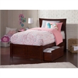Leo & Lacey Transitional Solid Wood Urban Twin XL Storage Platform Bed in Walnut