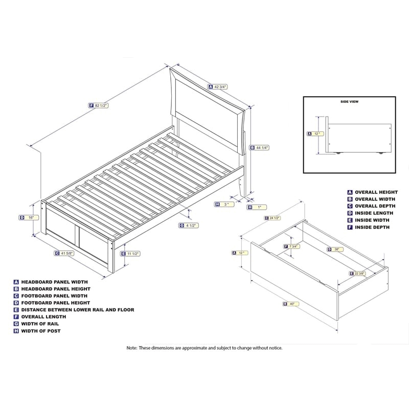 Leo & Lacey Transitional Solid Wood Urban Twin XL Storage Platform Bed in Walnut