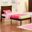 Leo & Lacey Transitional Solid Wood Twin Platform Bed with USB Charger in Walnut