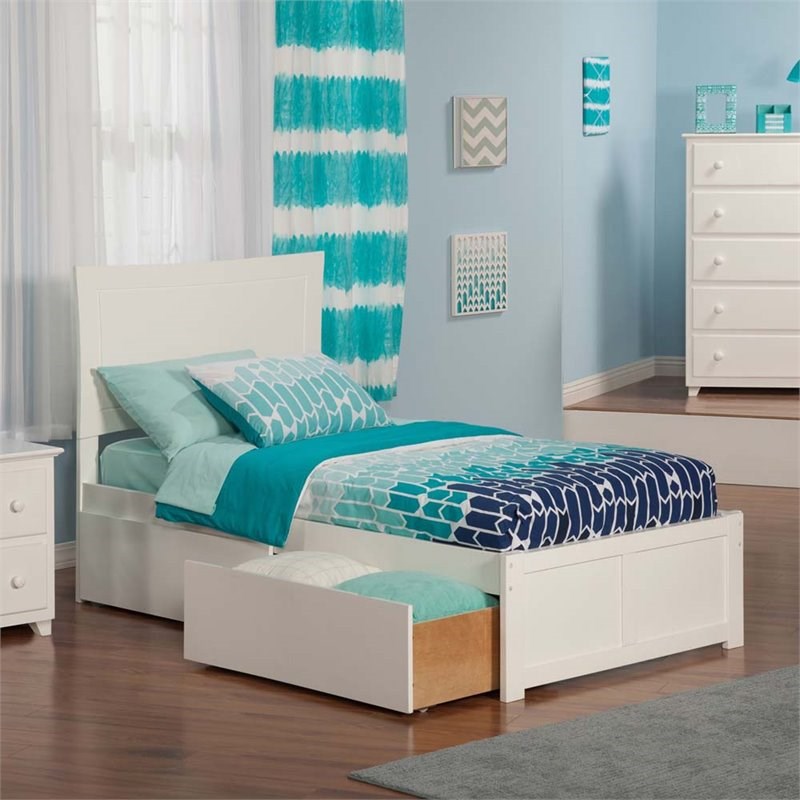 Leo & Lacey Urban Twin Storage Platform Bed in White
