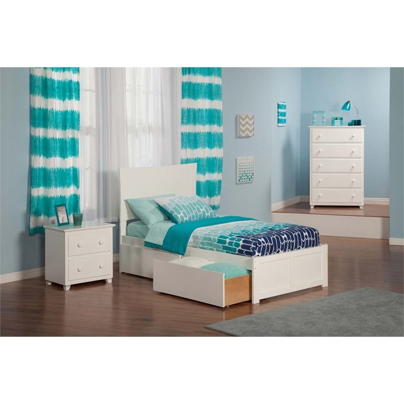 Leo & Lacey Urban Twin Storage Platform Bed in White