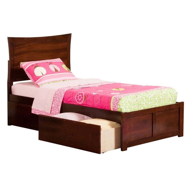 Leo & Lacey Urban Twin Storage Platform Bed in Walnut