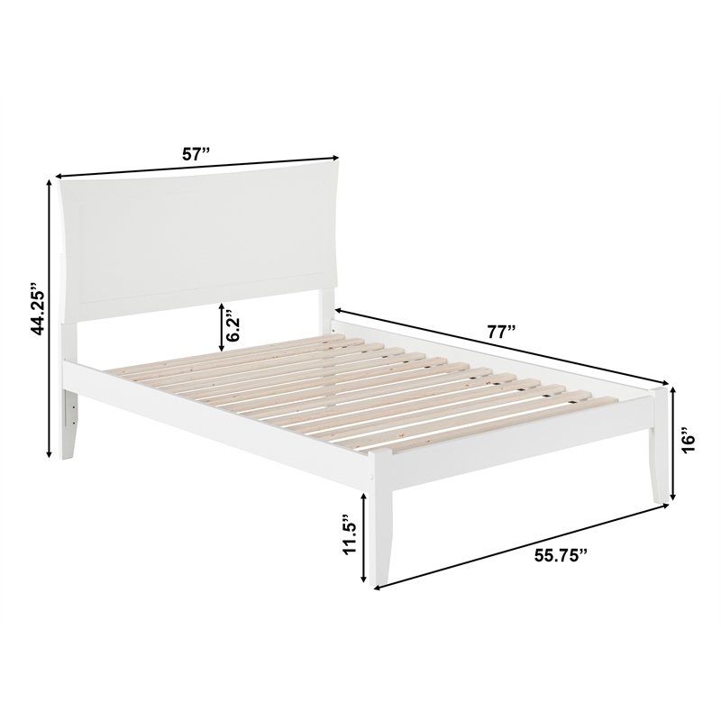 Leo & Lacey Transitional Solid Wood Full Platform Bed with Charging USB in White