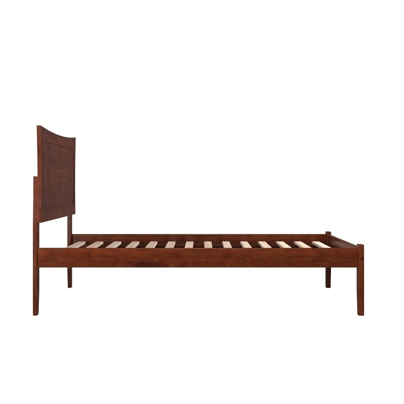 Leo & Lacey Transitional Solid Wood Full Platform Bed w/ Charging USB in Walnut