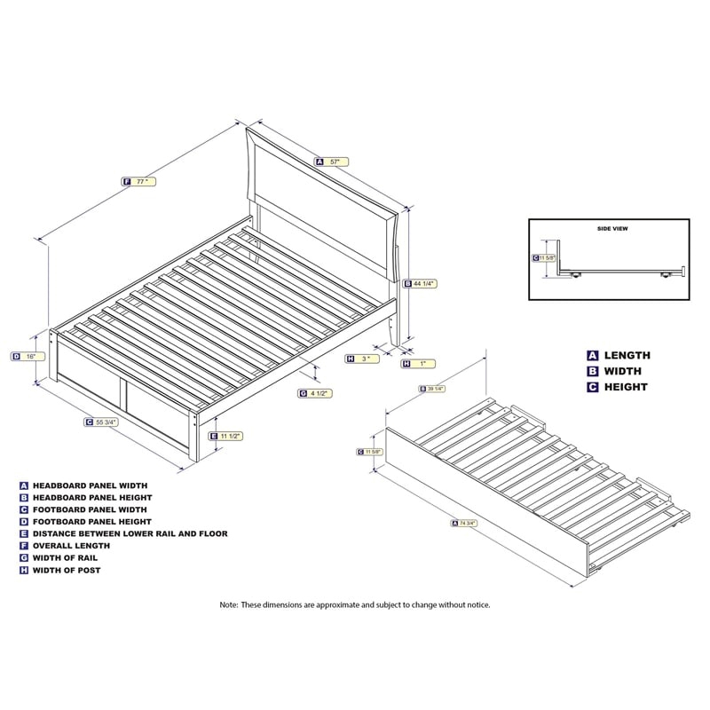 Leo & Lacey Transitional Solid Wood Full Platform Bed with Twin Trundle in White