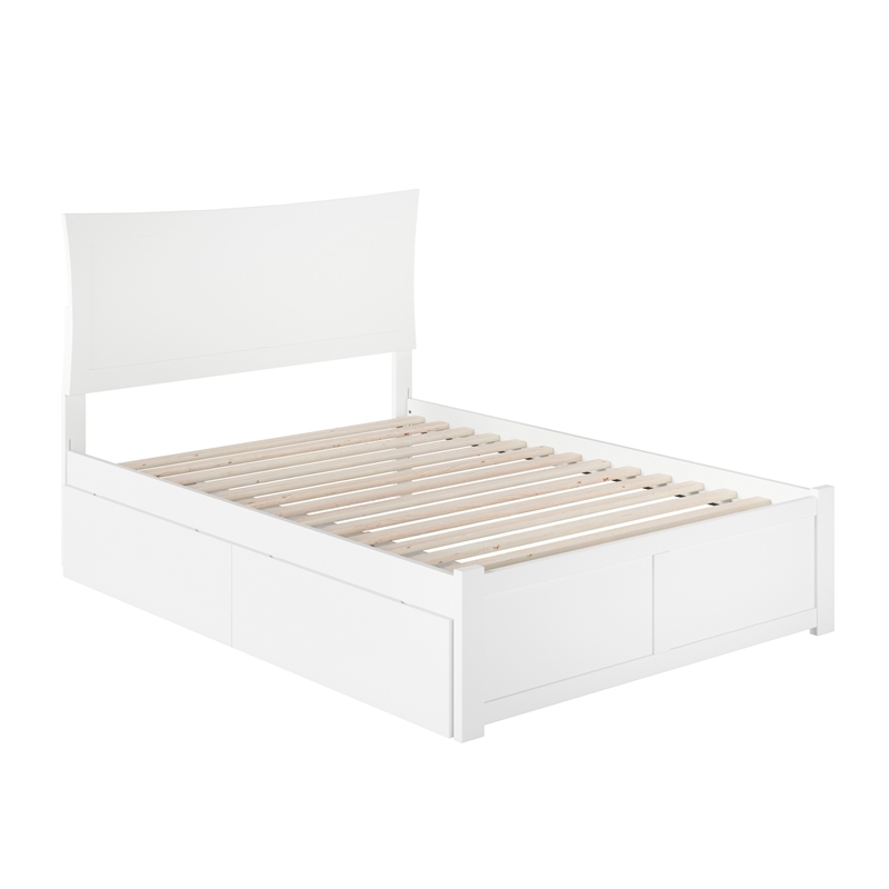 Leo & Lacey Transitional Solid Wood Full Storage Platform Bed in White
