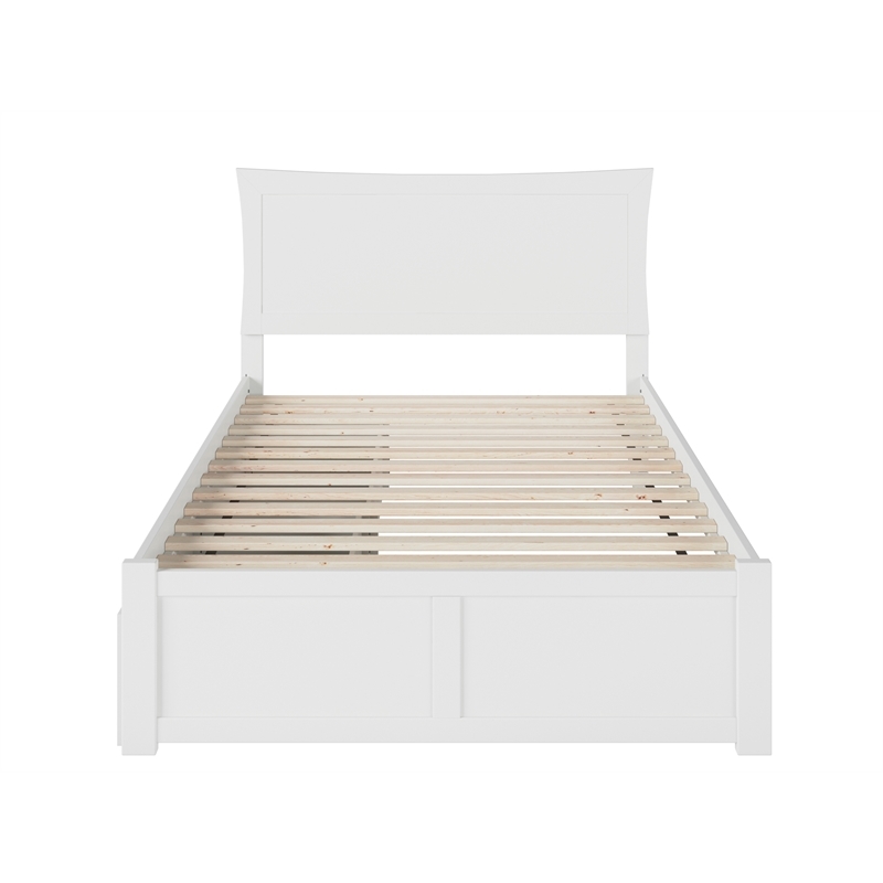 Leo & Lacey Transitional Solid Wood Full Storage Platform Bed in White