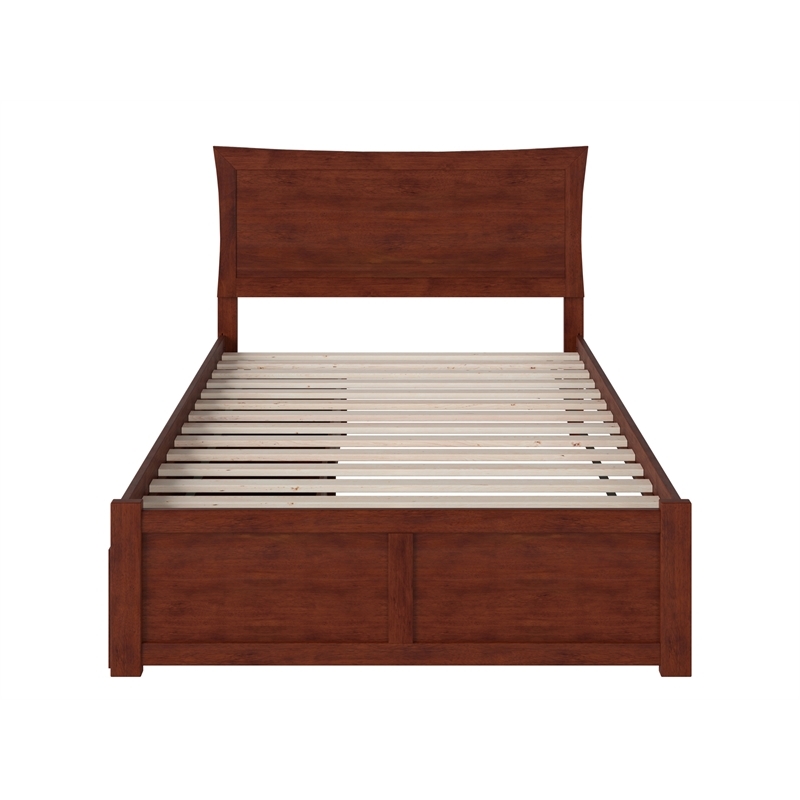 Leo & Lacey 2-Drawer Solid Wood Urban Full Storage Platform Bed in Walnut