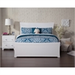 Leo & Lacey Modern Solid Wood Full Bed with Footboard with USB Charger in White