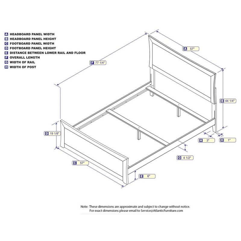 Leo & Lacey Solid Wood Full Bed with Footboard w/ USB Charging Station in Walnut