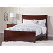 Leo & Lacey Solid Wood Full Bed with Footboard w/ USB Charging Station in Walnut