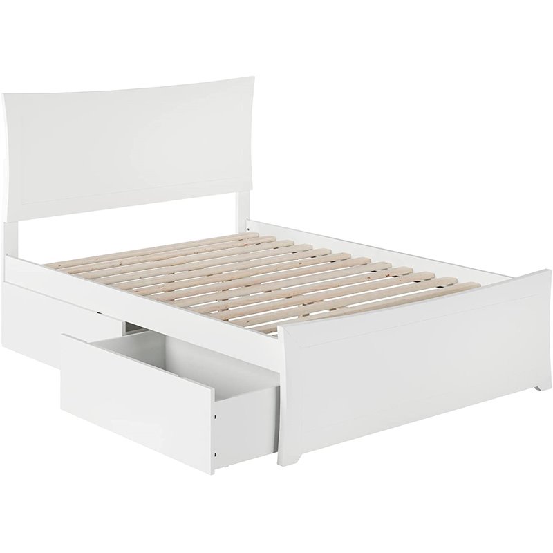 Leo & Lacey Modern Solid Wood Urban Full Storage Platform Bed in White