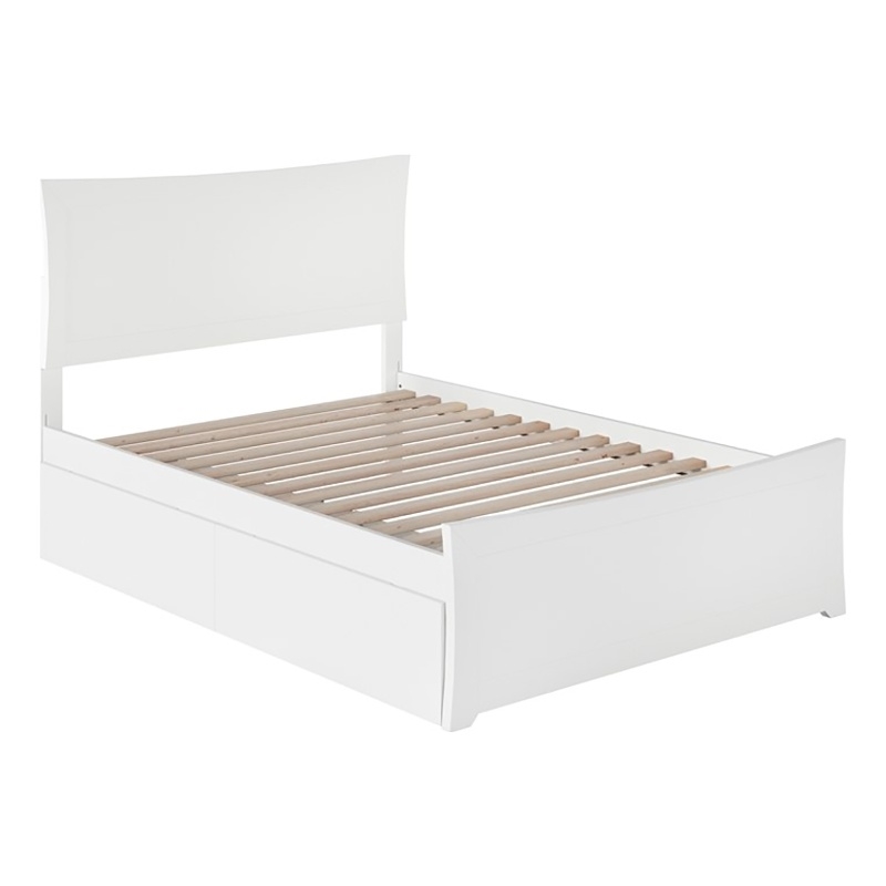 Leo & Lacey Modern Solid Wood Urban Full Storage Platform Bed in White