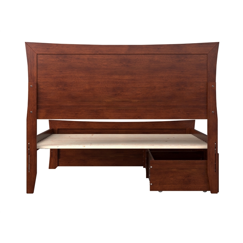 Leo & Lacey Transitional Solid Wood Urban Full Storage Platform Bed in Walnut