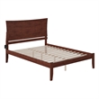 Leo & Lacey Solid Wood Queen Platform Bed with USB Charging Station in Walnut
