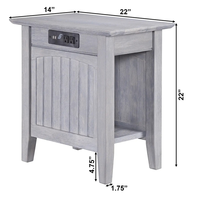 Leo & Lacey Chair Side Table with Charger Driftwood Grey