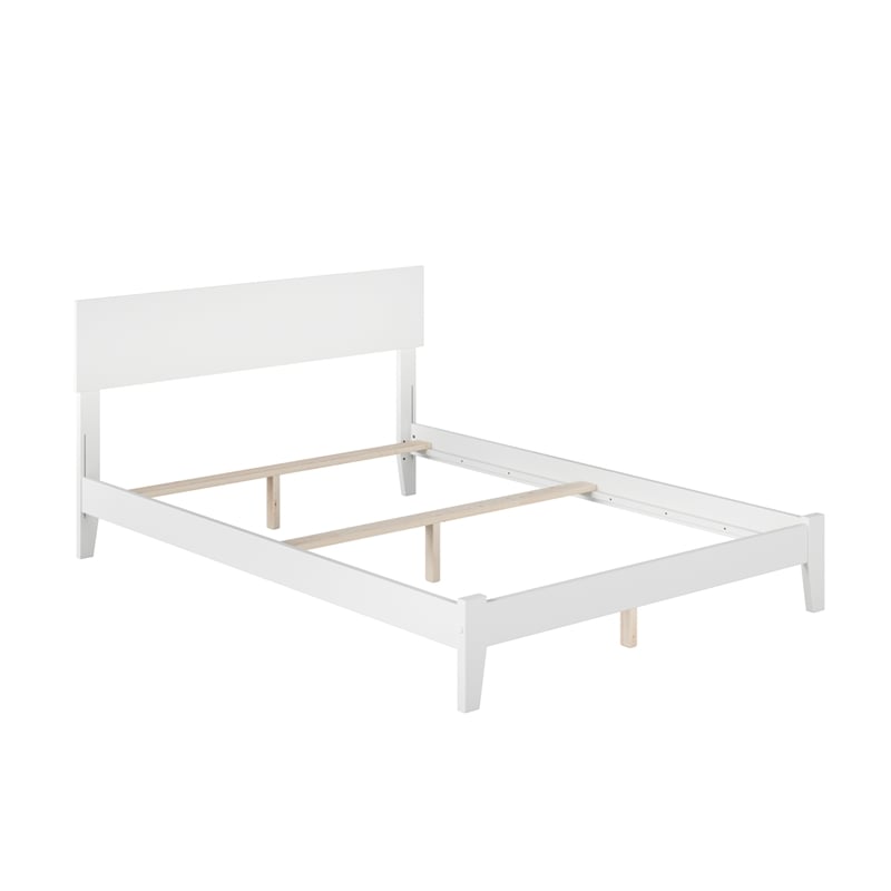 Leo & Lacey Contemporary Full Solid Wood Foundation Bed in White