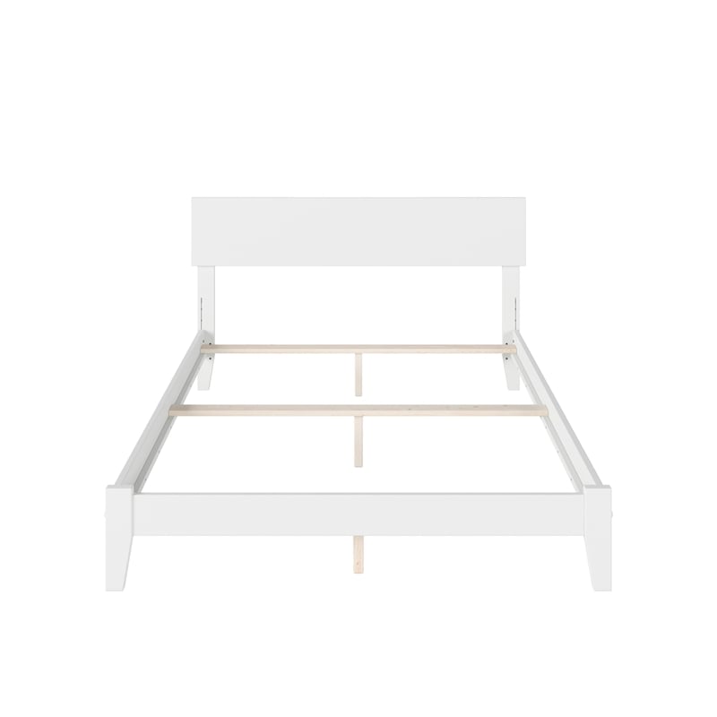 Leo & Lacey Contemporary Full Solid Wood Foundation Bed in White