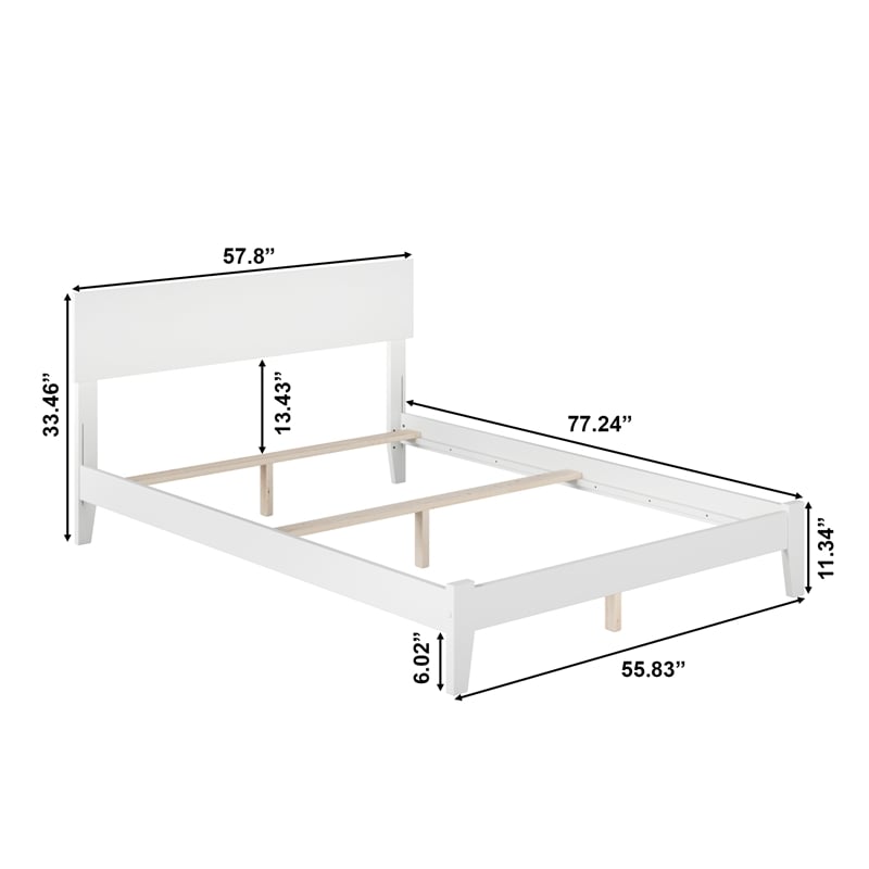 Leo & Lacey Contemporary Full Solid Wood Foundation Bed in White