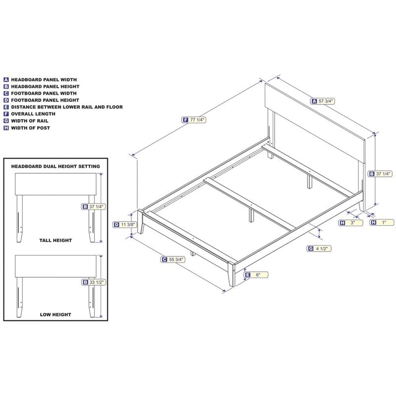 Leo & Lacey Contemporary Full Solid Wood Foundation Bed in White